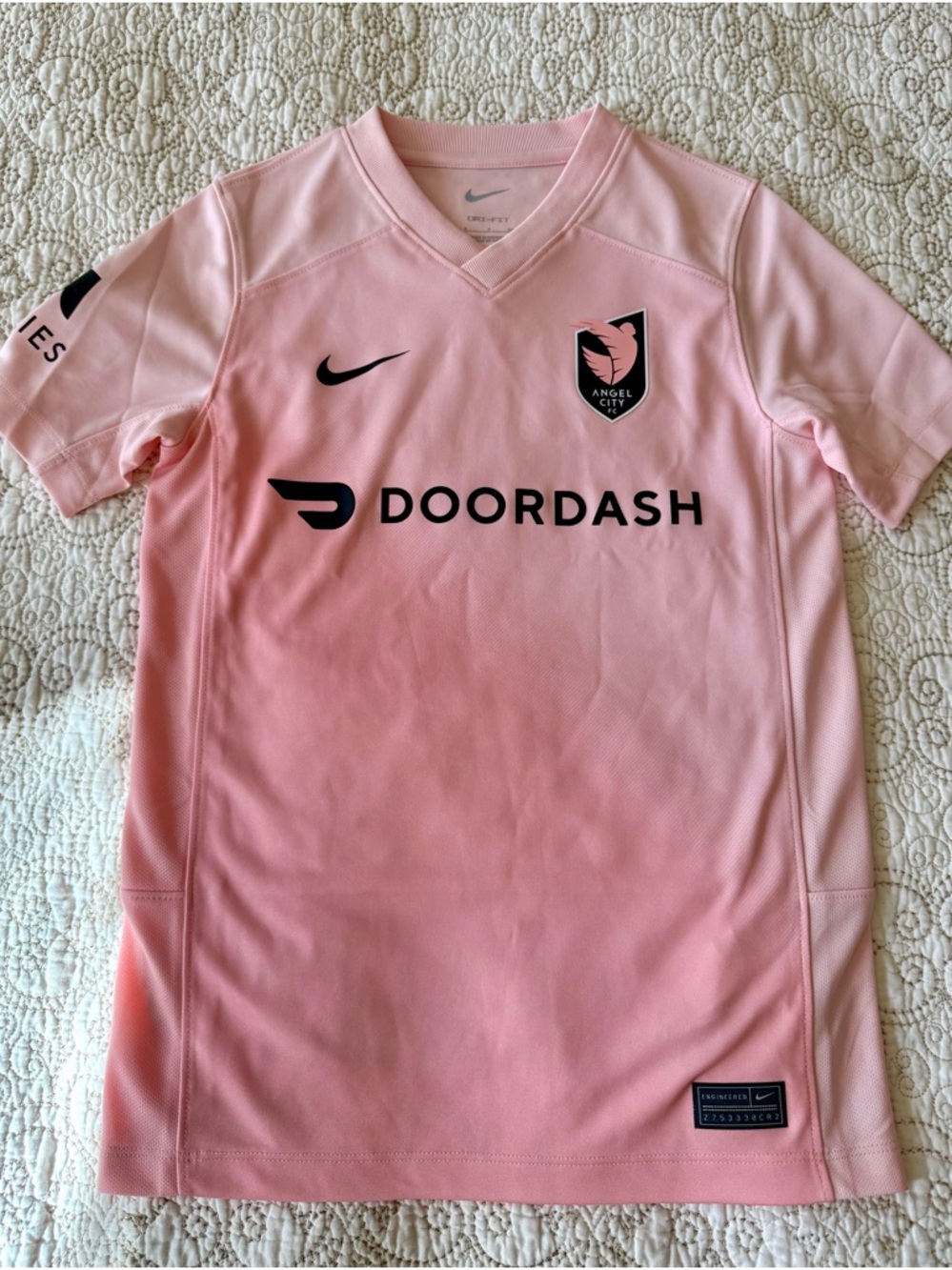 Nike Pink Angel City FC Home Soccer Jersey with DoorDash Logo